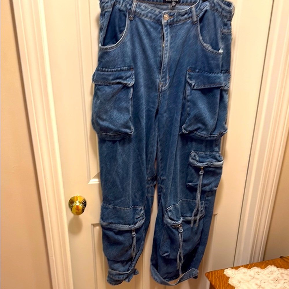 Men's Blue Cargo Jeans